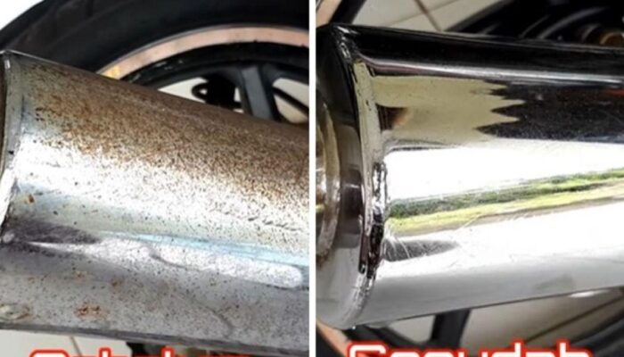 Menghilangkan Karat di Leher Knalpot Motor dengan Amplas Halus